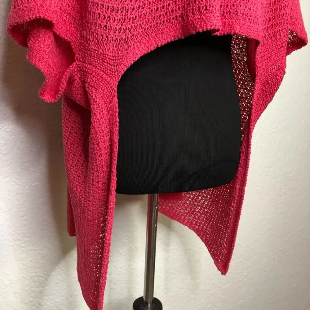 Chico’s bright pink lightweight knit wrap sweater size Small / Medium S/M NWT